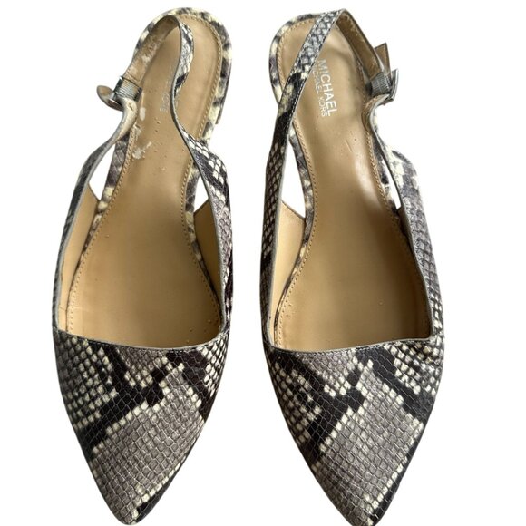 MICHAEL KORS Snake Print Leather Flat Slingbacks Size 9.5 - Picture 3 of 9